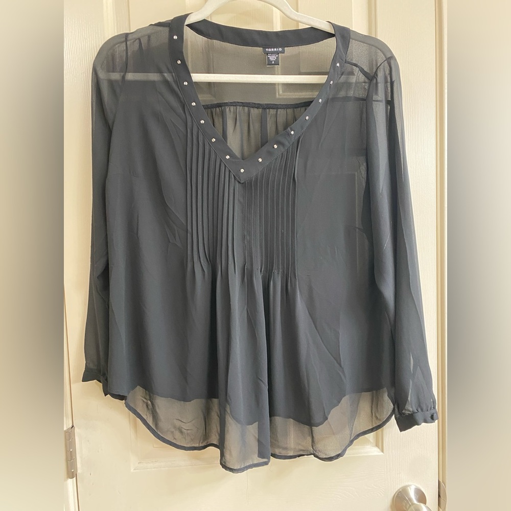 Torrid Size 2 Sheer Black Top